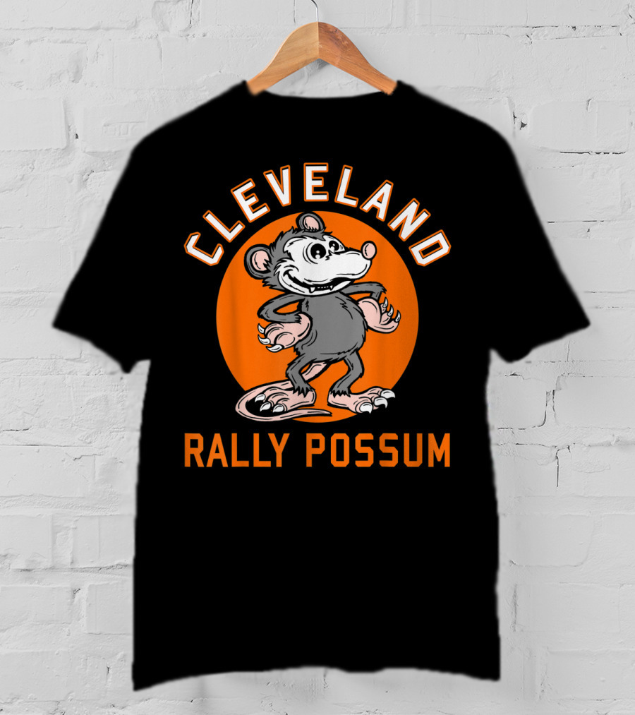 Cleveland Rally Possum Baseball Team Spirit Orange Background T-Shirt