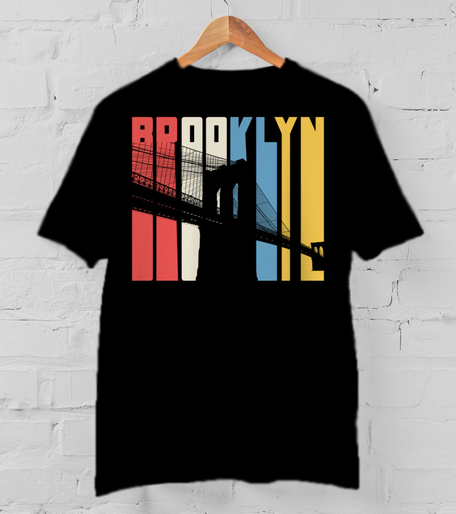 Brooklyn Bridge New York City Red Blue Yellow T-Shirt