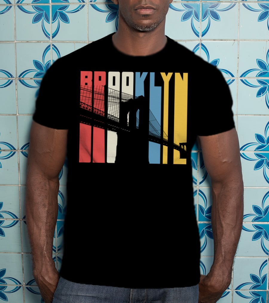 Brooklyn Bridge New York City Red Blue Yellow T-Shirt
