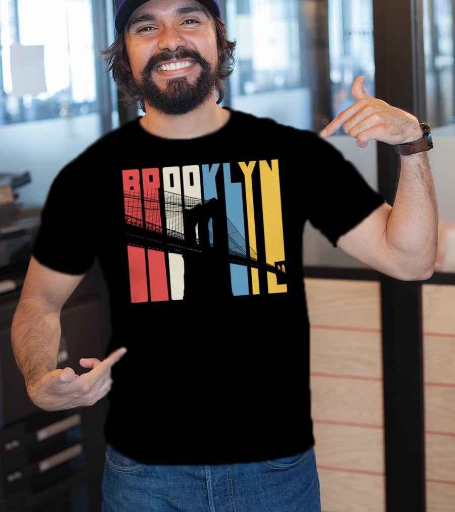 Brooklyn Bridge New York City Red Blue Yellow T-Shirt
