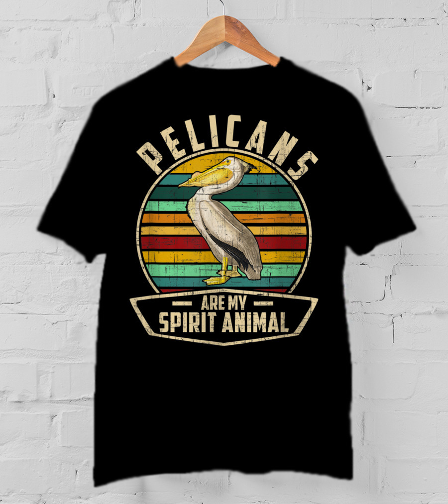Pelicans Are My Spirit Animal Vintage Style Retro Stripes T-Shirt