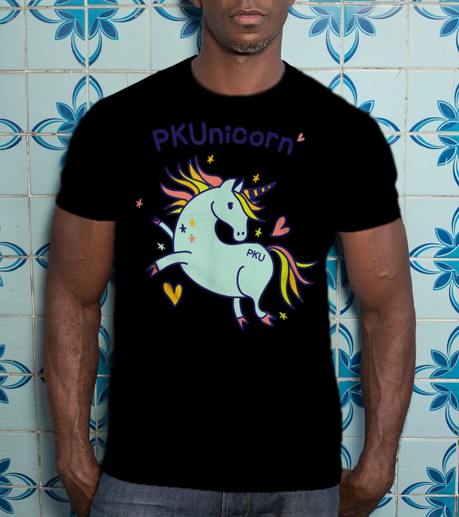 PKUnicorn PKU Awareness Cute Unicorn With Hearts And Stars T-Shirt