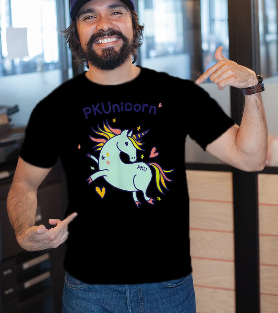 PKUnicorn PKU Awareness Cute Unicorn With Hearts And Stars T-Shirt