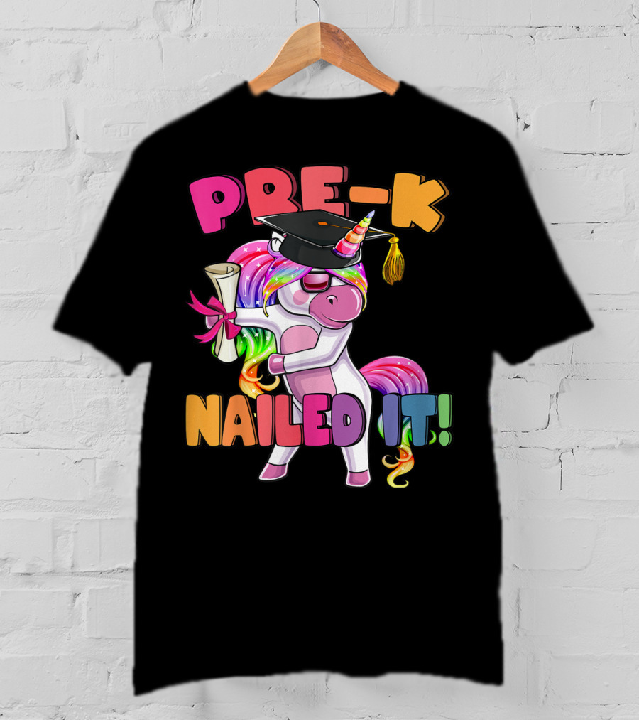 Pre-K Nailed It Flossing Rainbow Unicorn Graduation T-Shirt