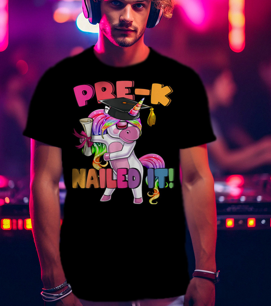 Pre-K Nailed It Flossing Rainbow Unicorn Graduation T-Shirt