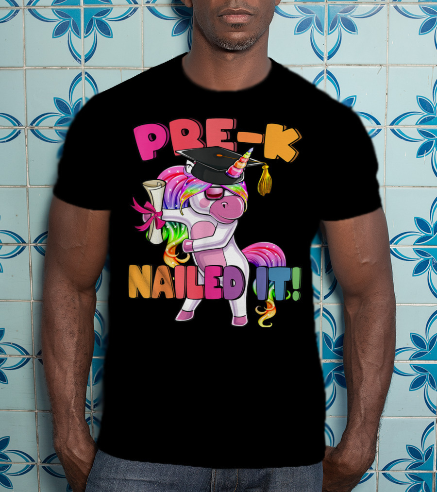 Pre-K Nailed It Flossing Rainbow Unicorn Graduation T-Shirt