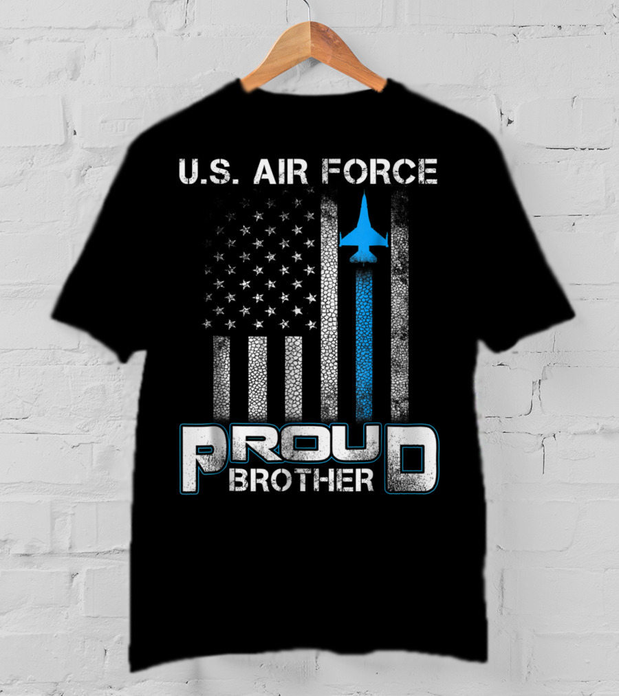 U.S. Air Force Proud Brother American Flag Blue Jet T-Shirt
