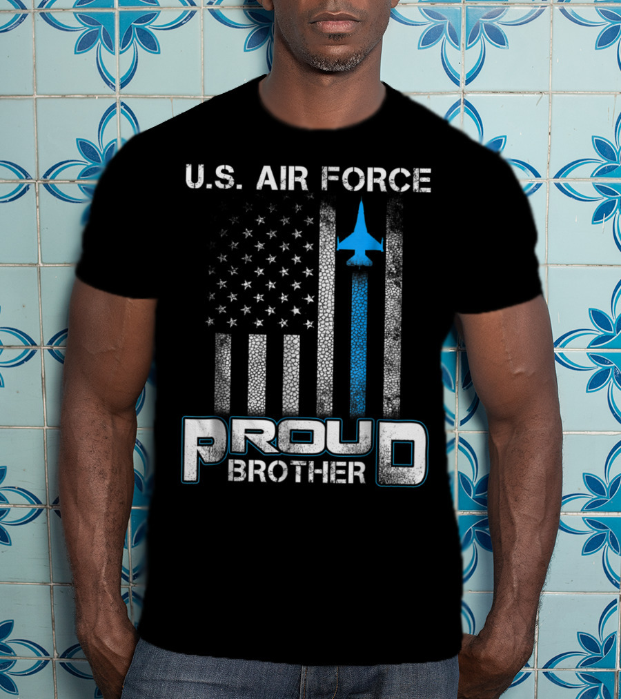 U.S. Air Force Proud Brother American Flag Blue Jet T-Shirt