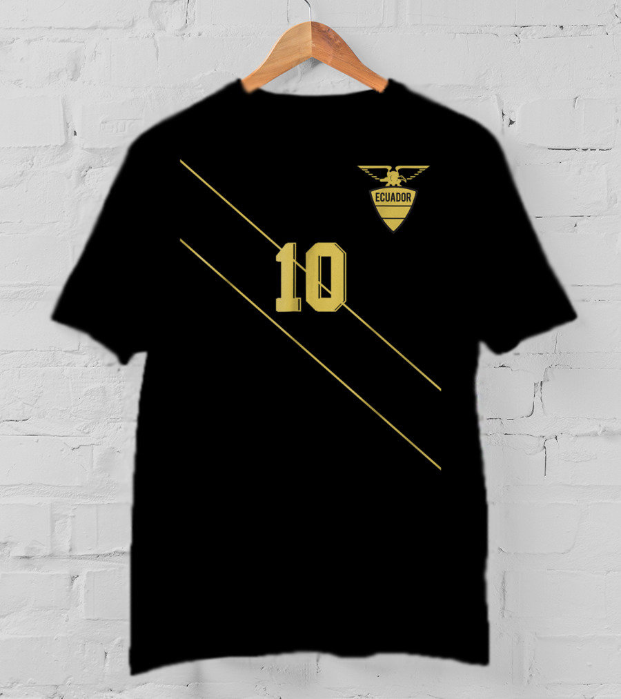 Retro Ecuador Soccer Jersey Futbol Camiset Number 10 Yellow Ecuador Crest T-Shirt