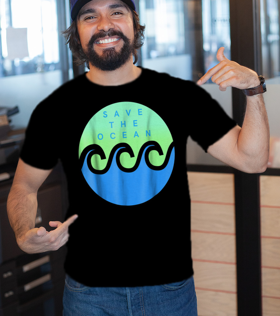 Save The Ocean Stop The Pollution Of Our Seas Waves Circle T-Shirt