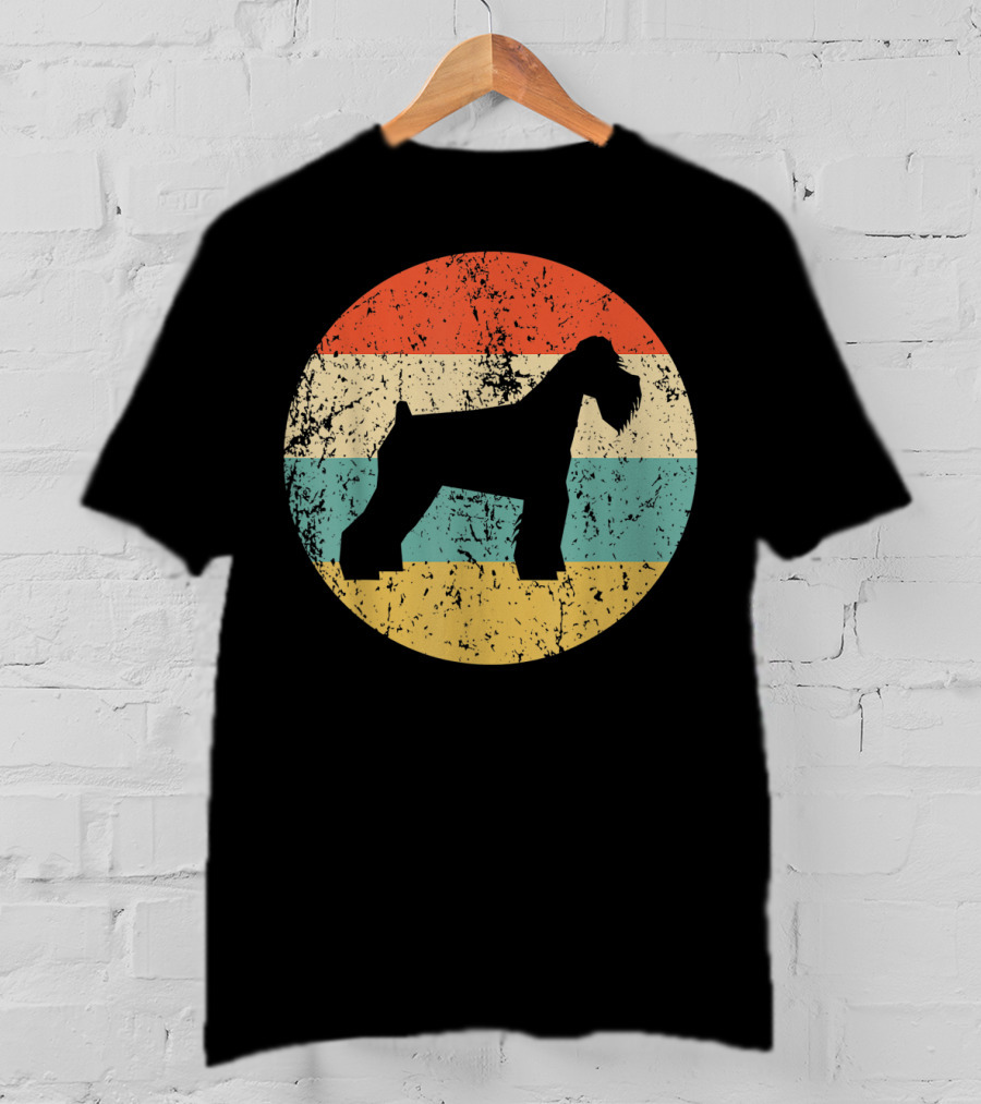 Retro Striped Schnauzer Silhouette Vintage Dog Profile T-Shirt