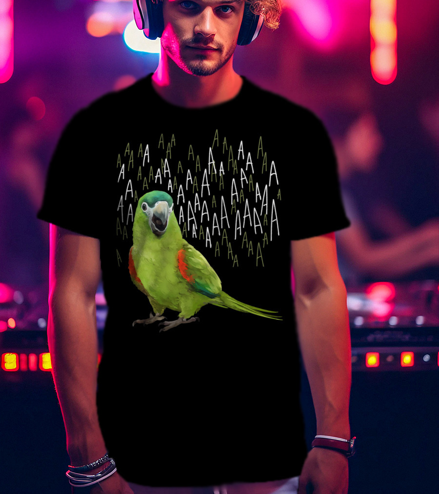 Screaming Hahn's Macaw AAAA Repeated Green And Red Parrot T-Shirt