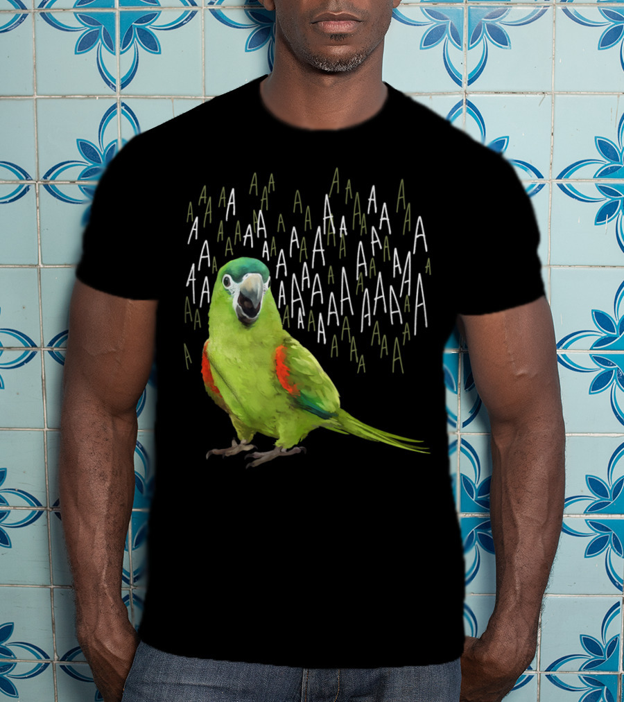 Screaming Hahn's Macaw AAAA Repeated Green And Red Parrot T-Shirt