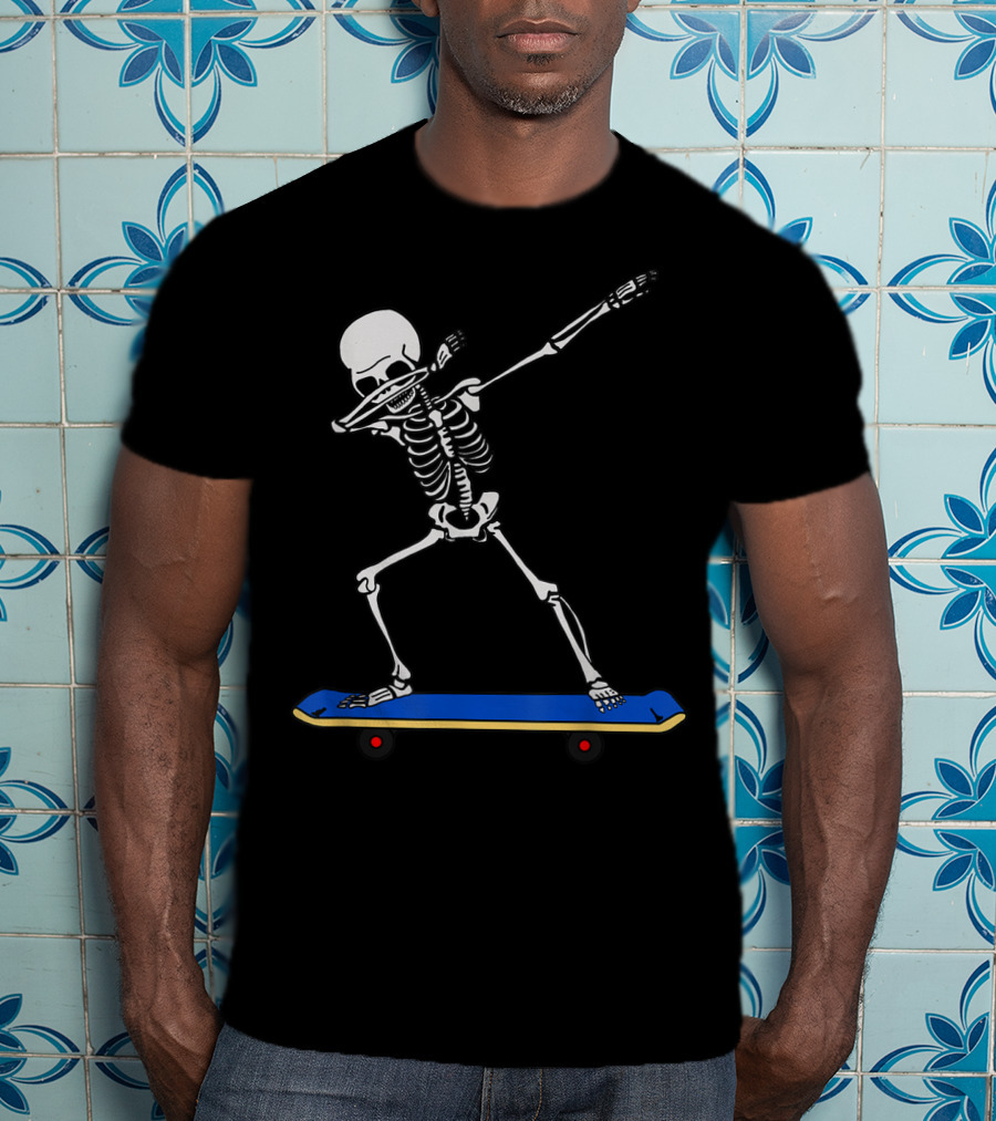 Skeleton DAB Skateboard Idea For Skateboarding T-Shirt