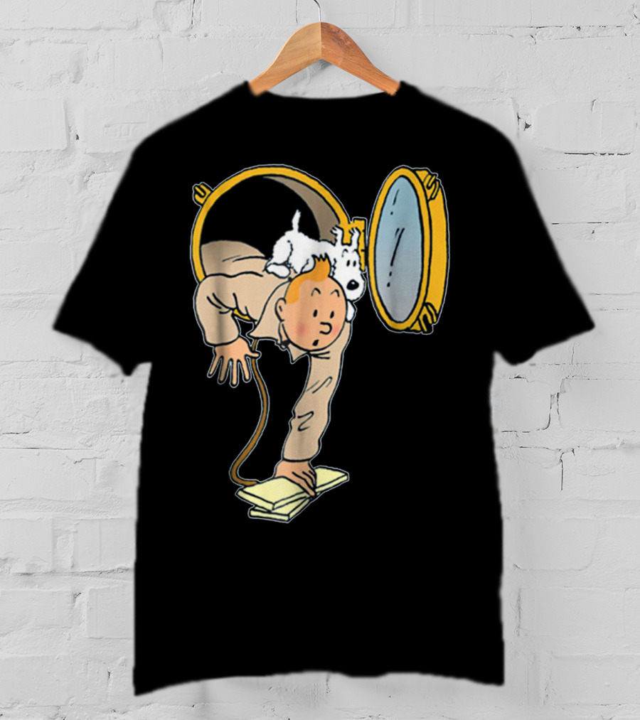 Tintin And Snowy Emerging From Submarine Porthole T-Shirt