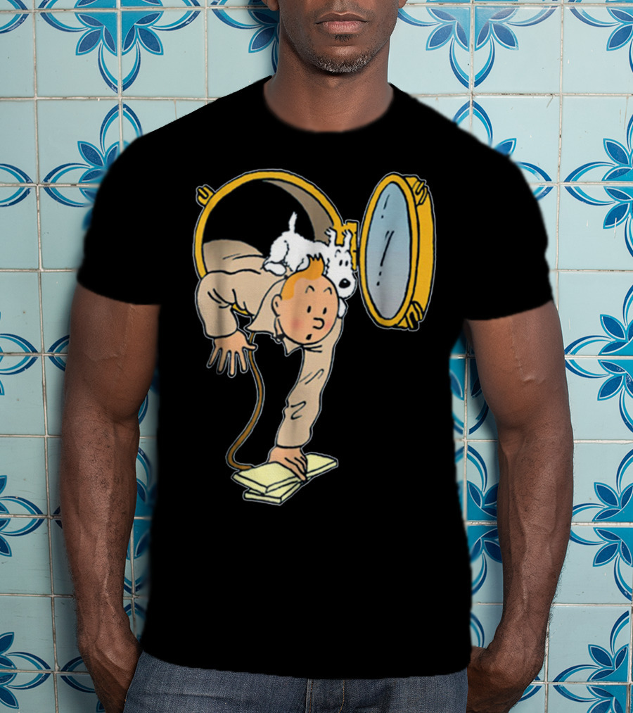 Tintin And Snowy Emerging From Submarine Porthole T-Shirt