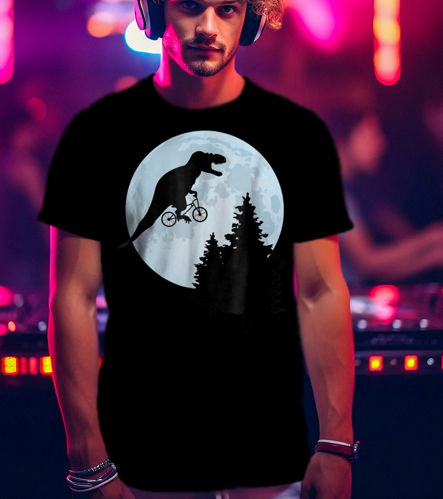 T Rex Bicycle Moon Ride For Funny Rex Lovers T-Shirt