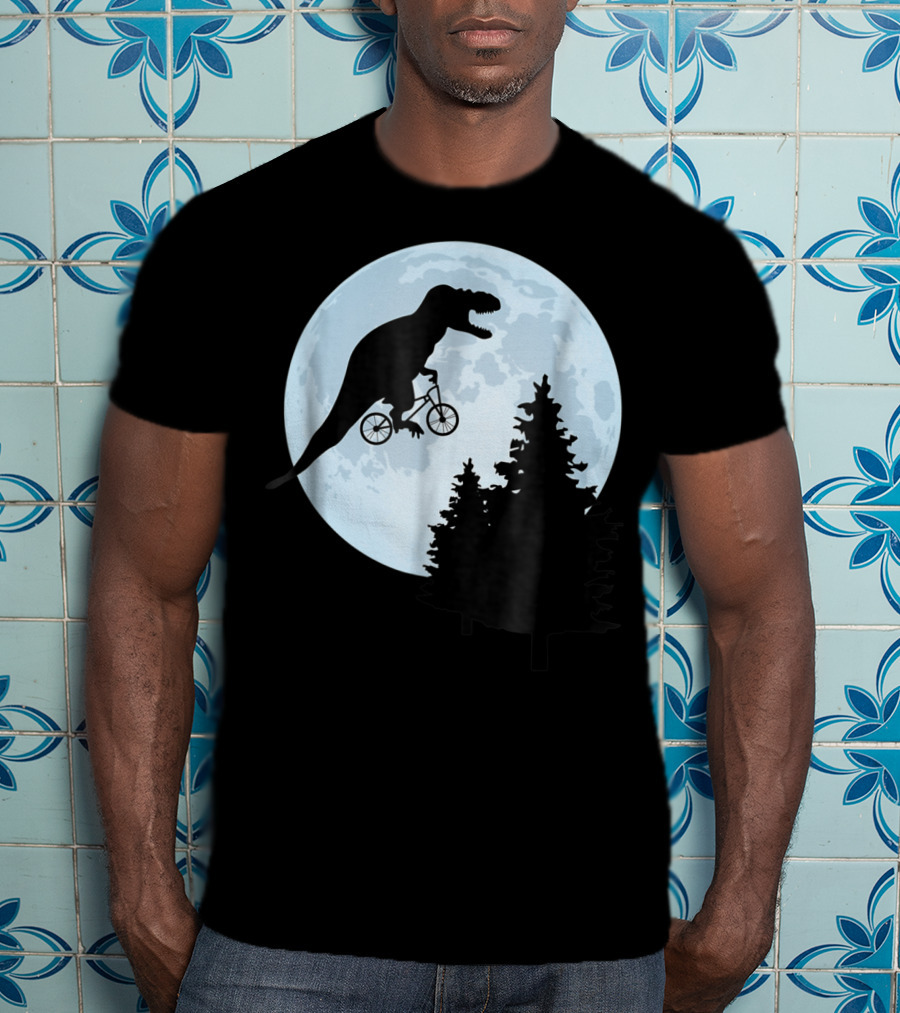 T Rex Bicycle Moon Ride For Funny Rex Lovers T-Shirt