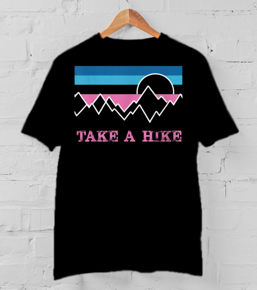 Take A Hike Retro Sunset Mountain Wilderness Outdoor Adventure T-Shirt