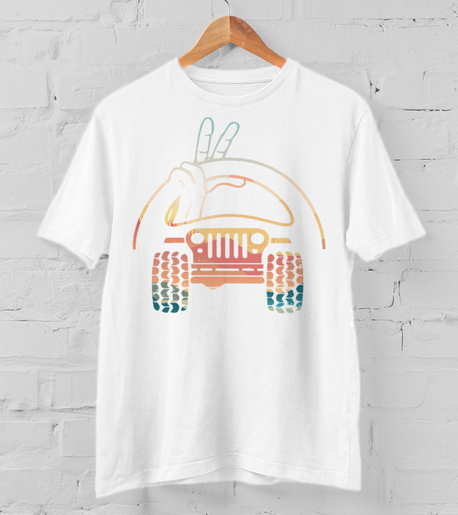 Jeep Wave Peace Sign Retro Vintage Look T-Shirt
