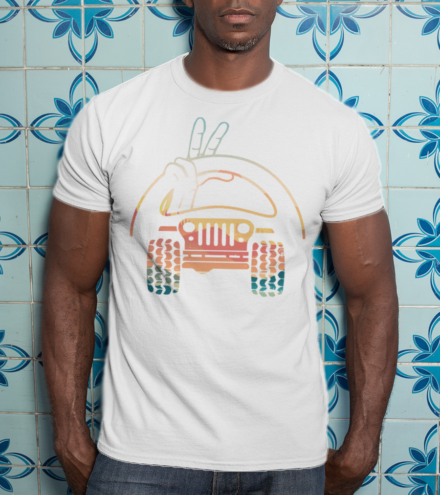 Jeep Wave Peace Sign Retro Vintage Look T-Shirt