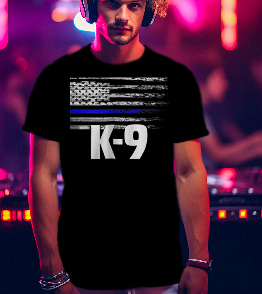 K-9 Police USA Flag Law Enforcement Officer LEO Cops T-Shirt