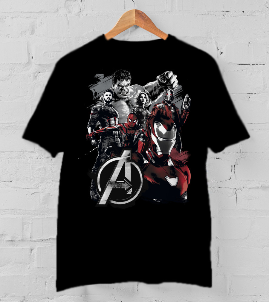Marvel Avengers Infinity War Grunge Iron Man Spider-Man Captain America Hulk Black Widow Star-Lord T-Shirt