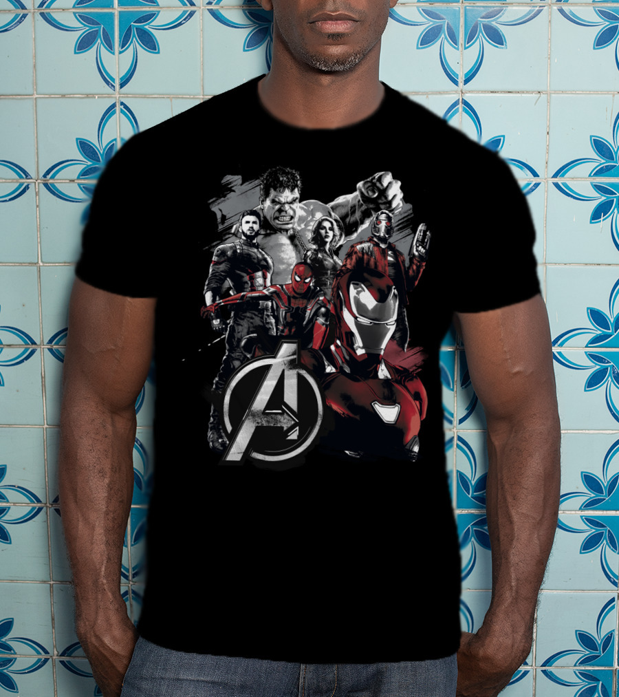Marvel Avengers Infinity War Grunge Iron Man Spider-Man Captain America Hulk Black Widow Star-Lord T-Shirt