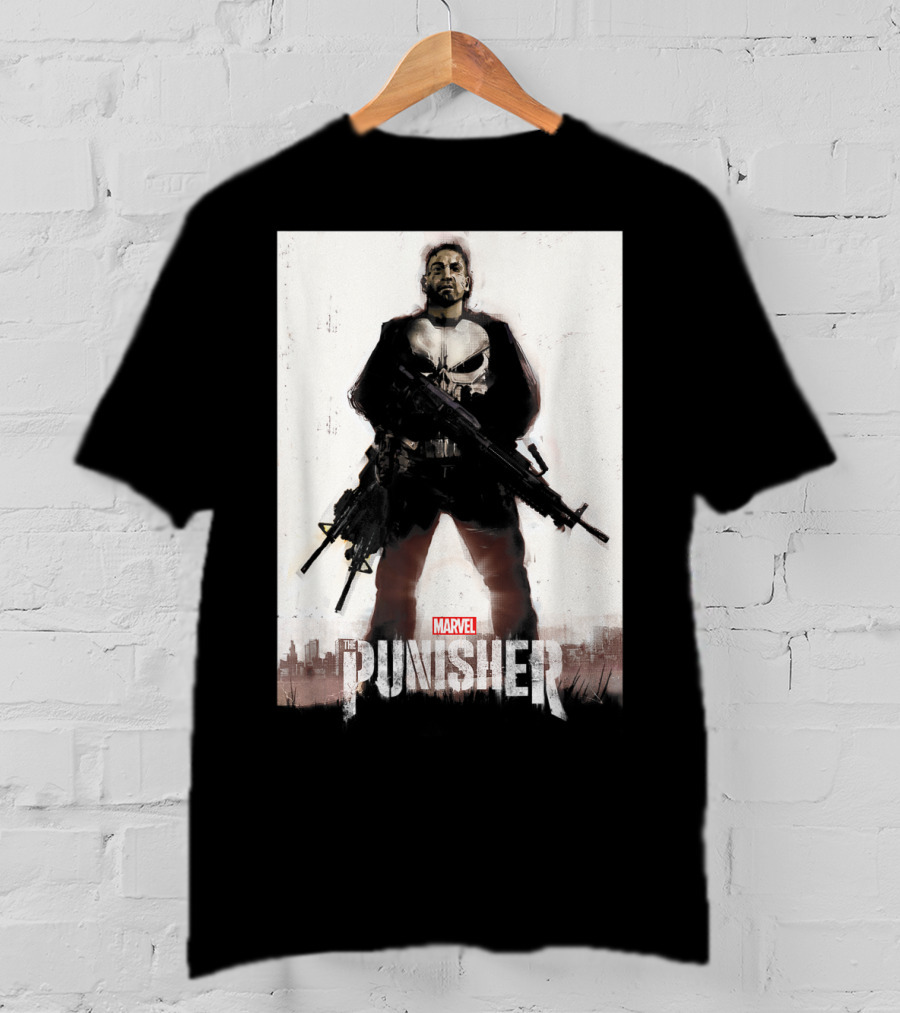 Marvel The Punisher Frank Castle One Man Army Standing With Weapons And Skull Emblem T-Shirt