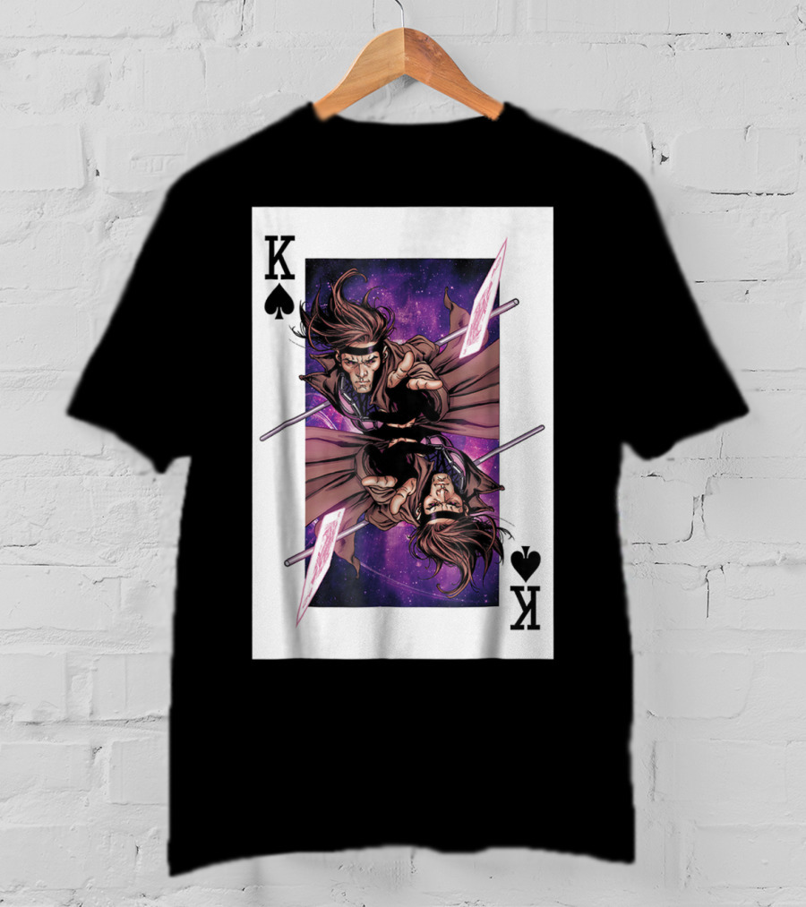 Marvel X Men Gambit King Of Spades Playing Card Character T-Shirt