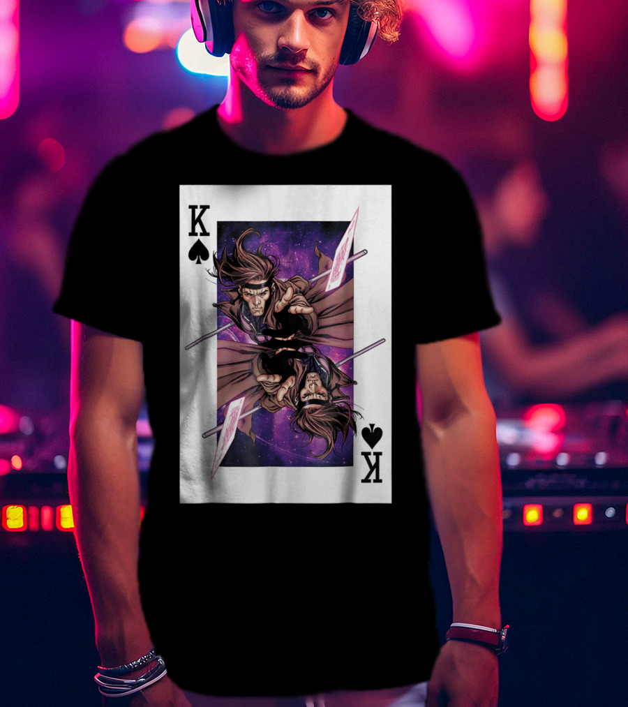 Marvel X Men Gambit King Of Spades Playing Card Character T-Shirt