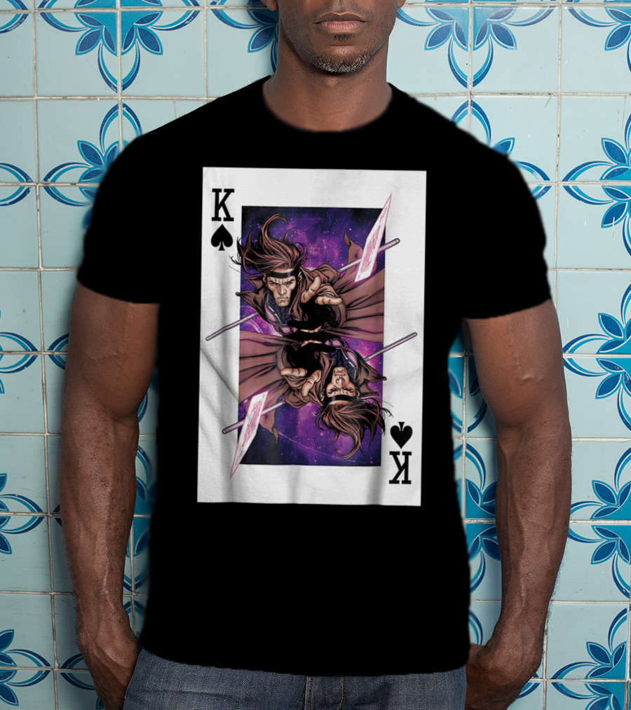 Marvel X Men Gambit King Of Spades Playing Card Character T-Shirt