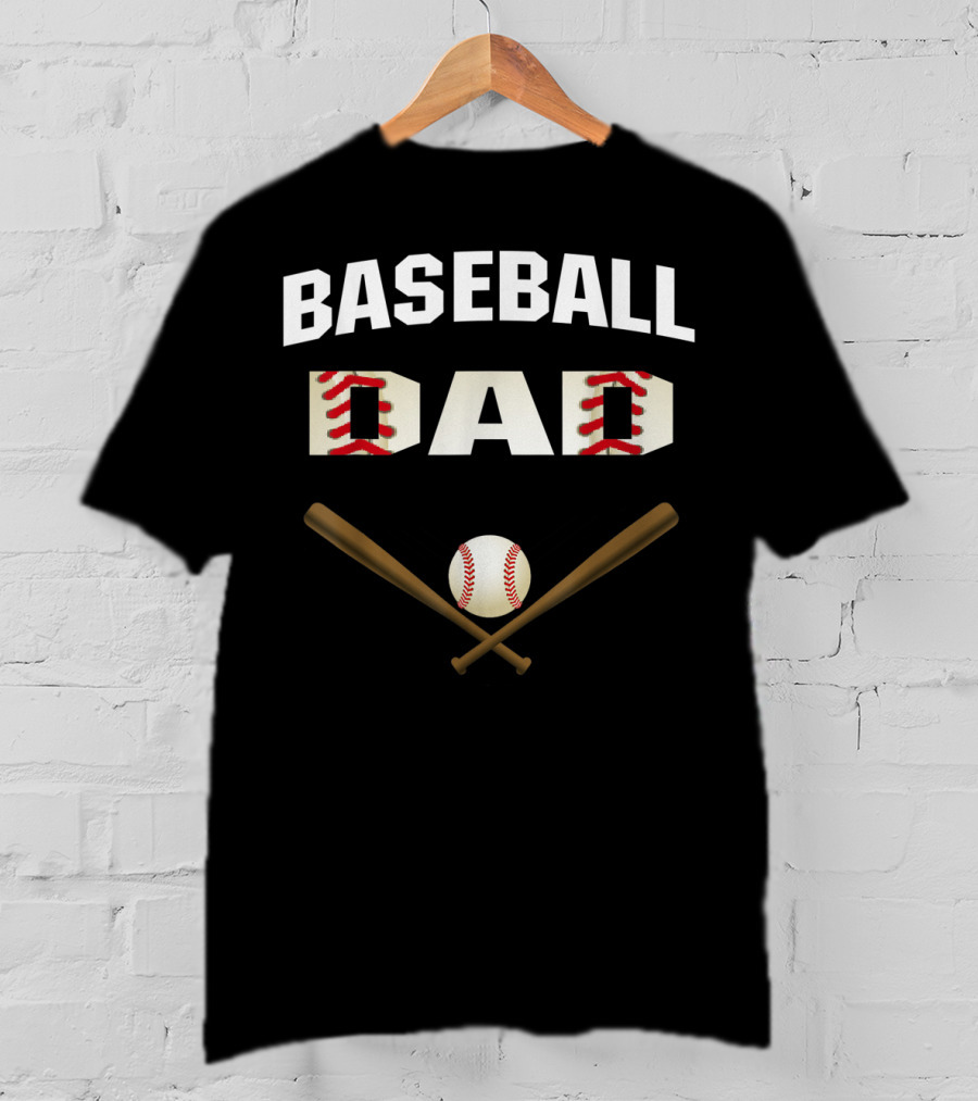 Baseball Dad Best With Crossed Bats And Ball T-Shirt