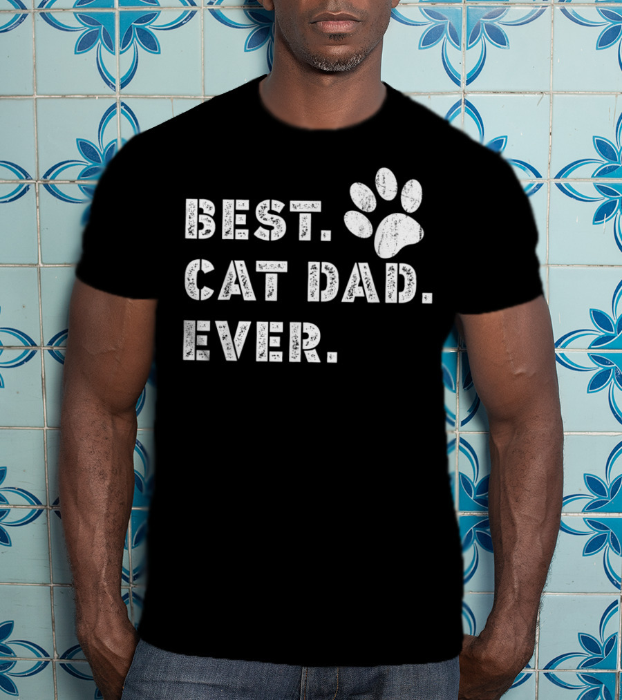 Best Cat Dad Ever Father's Day Mens Paw Prints T-Shirt