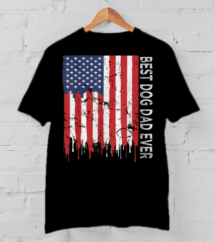 Best Dog Dad Ever American Flag Mens T-Shirt