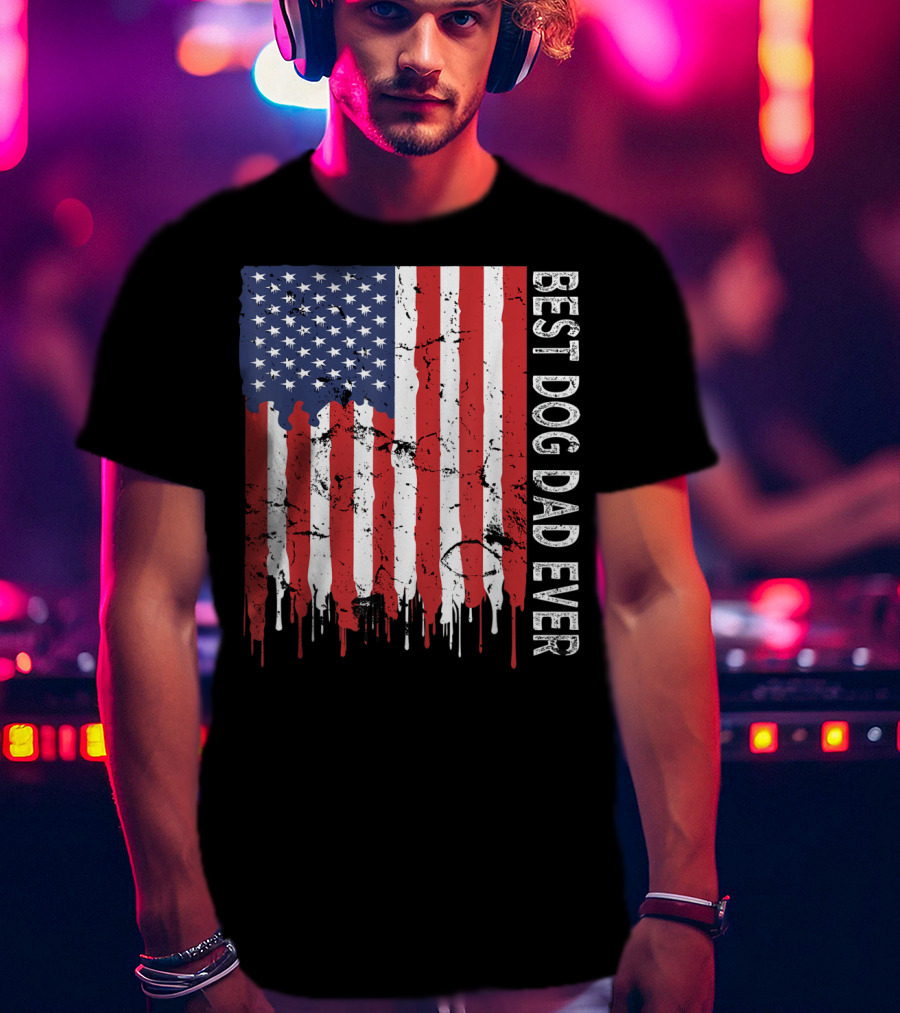 Best Dog Dad Ever American Flag Mens T-Shirt