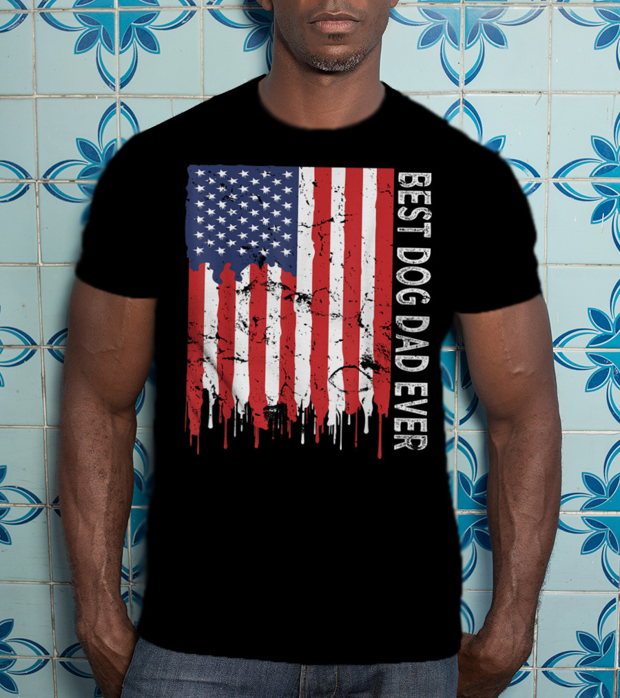 Best Dog Dad Ever American Flag Mens T-Shirt