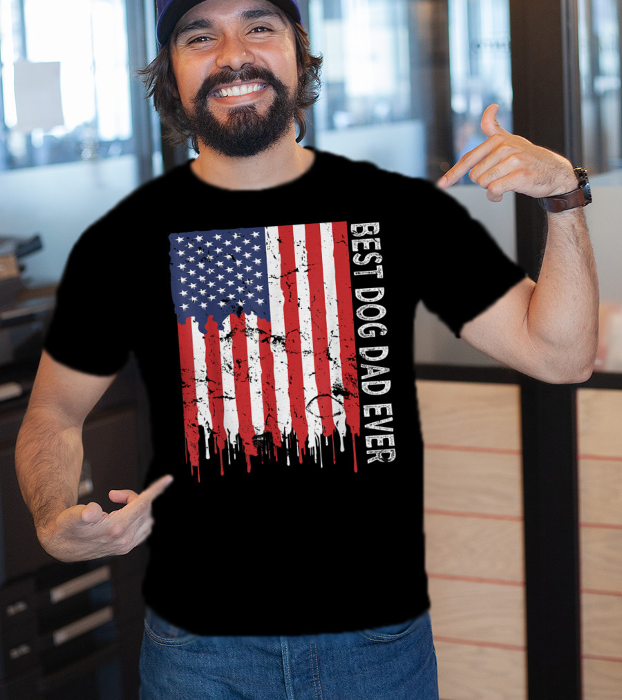 Best Dog Dad Ever American Flag Mens T-Shirt