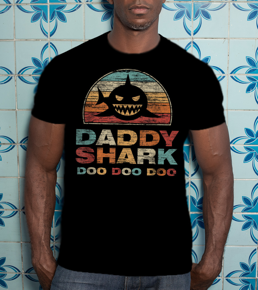 Daddy Shark Doo Doo Doo Retro T-Shirt