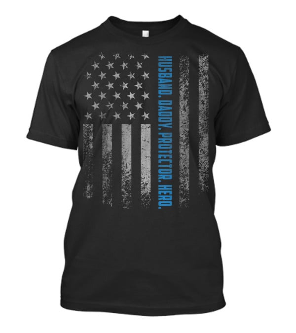Husband Daddy Protector Hero American Flag Vintage T-Shirt