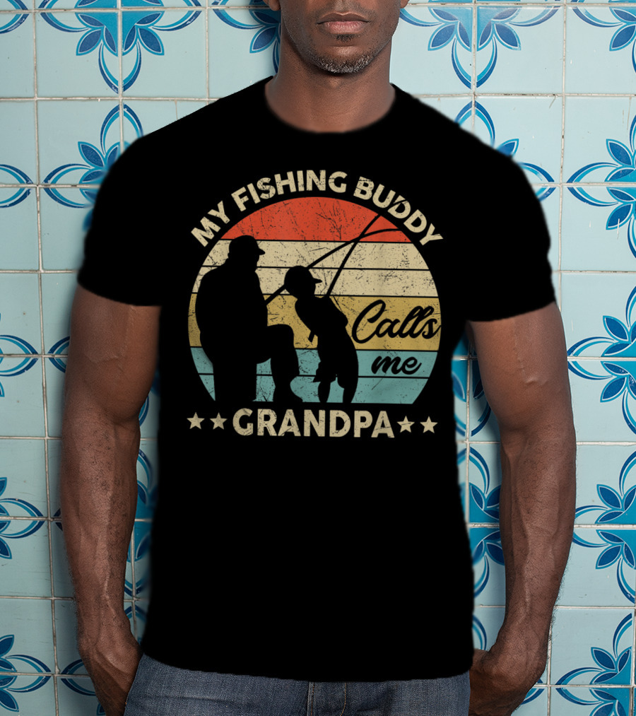 My Fishing Buddy Calls Me Grandpa Retro T-Shirt