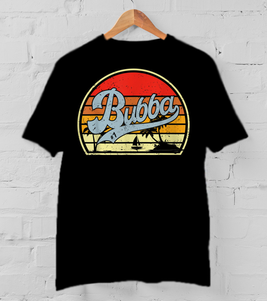 Bubba Retro Sunset Sailboat Palm Trees T-Shirt