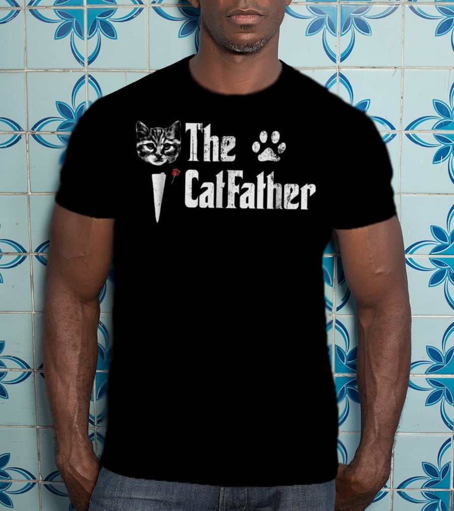 The CatFather Cat Paw Print Rose Face T-Shirt