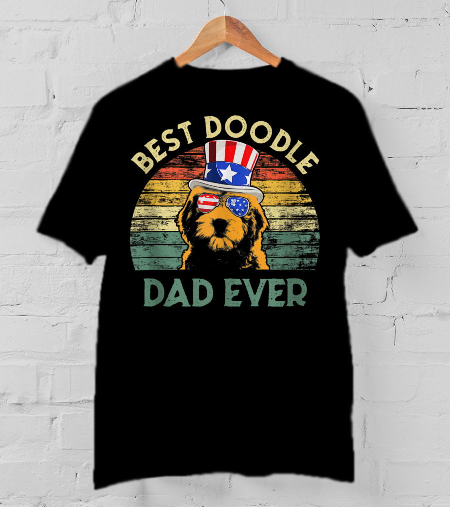 Best Doodle Dad Ever Patriotic Vintage Dog T-Shirt