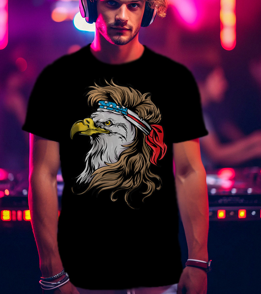 Mullet Eagle USA Bandana Freedom Bird T-Shirt