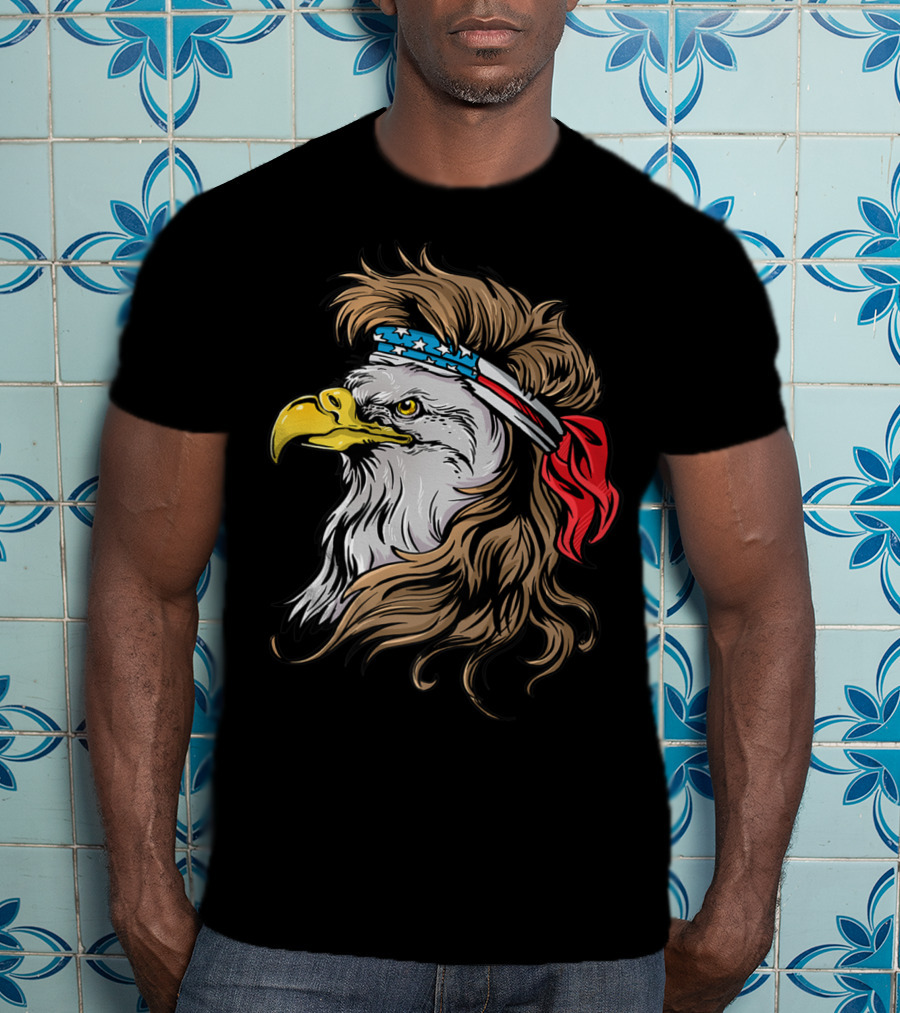 Mullet Eagle USA Bandana Freedom Bird T-Shirt