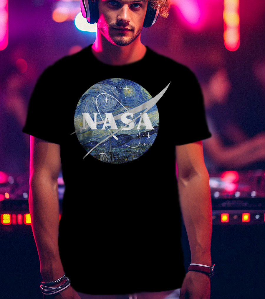 NASA Starry Night Van Gogh Circle Emblem T-Shirt