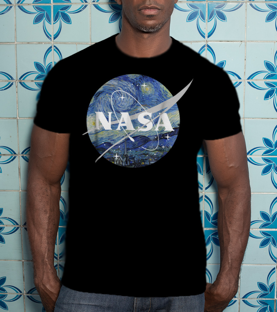 NASA Starry Night Van Gogh Circle Emblem T-Shirt