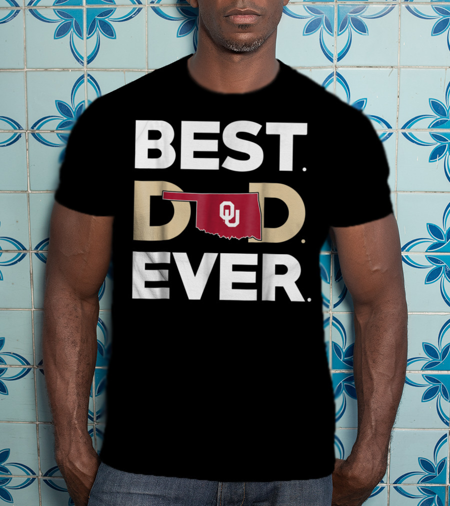 Oklahoma Sooners Best Dad Ever OU Logo State Outline T-Shirt
