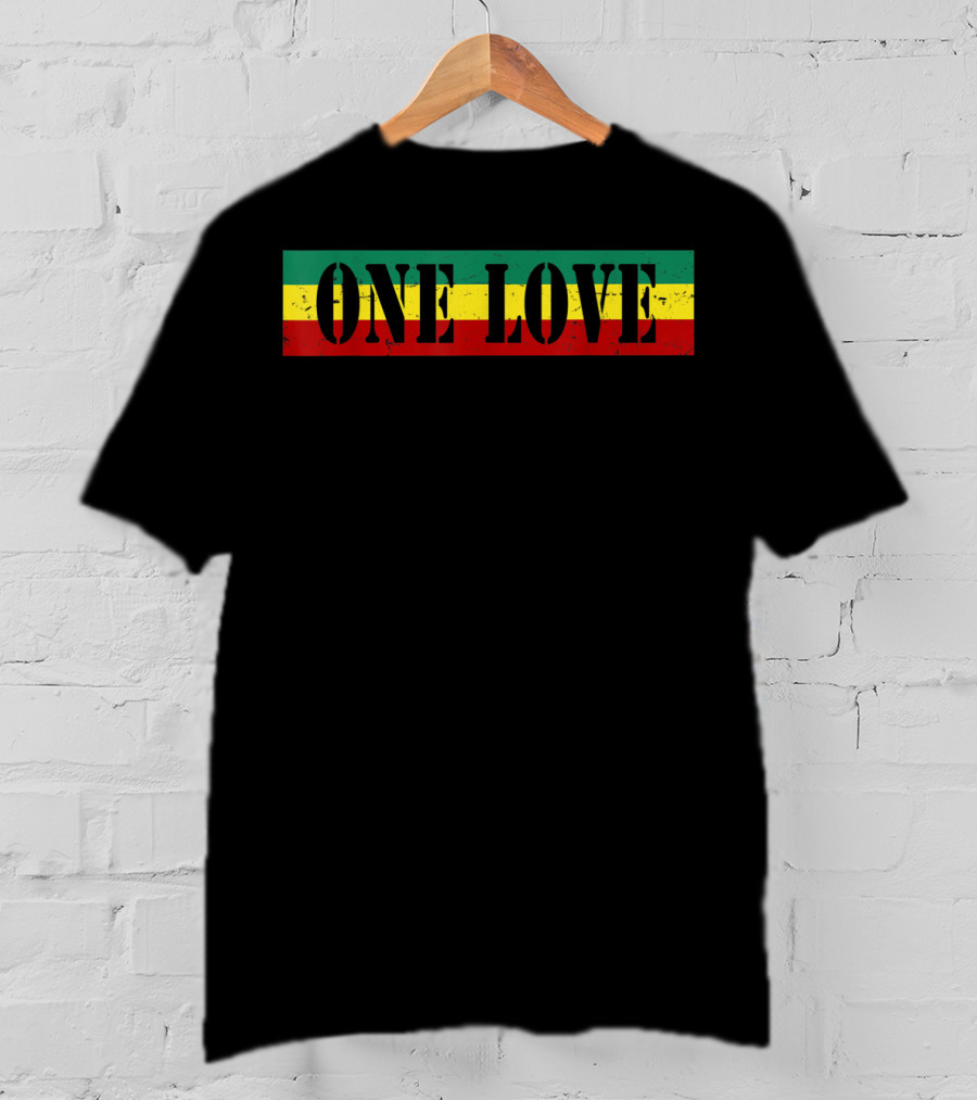 One Love Jamaican Reggae Rasta Vintage T-Shirt